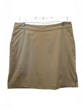Callaway Golf Skort Pleated Zip Pockets Beige Sz 10 Pickleball Preppy Athletic